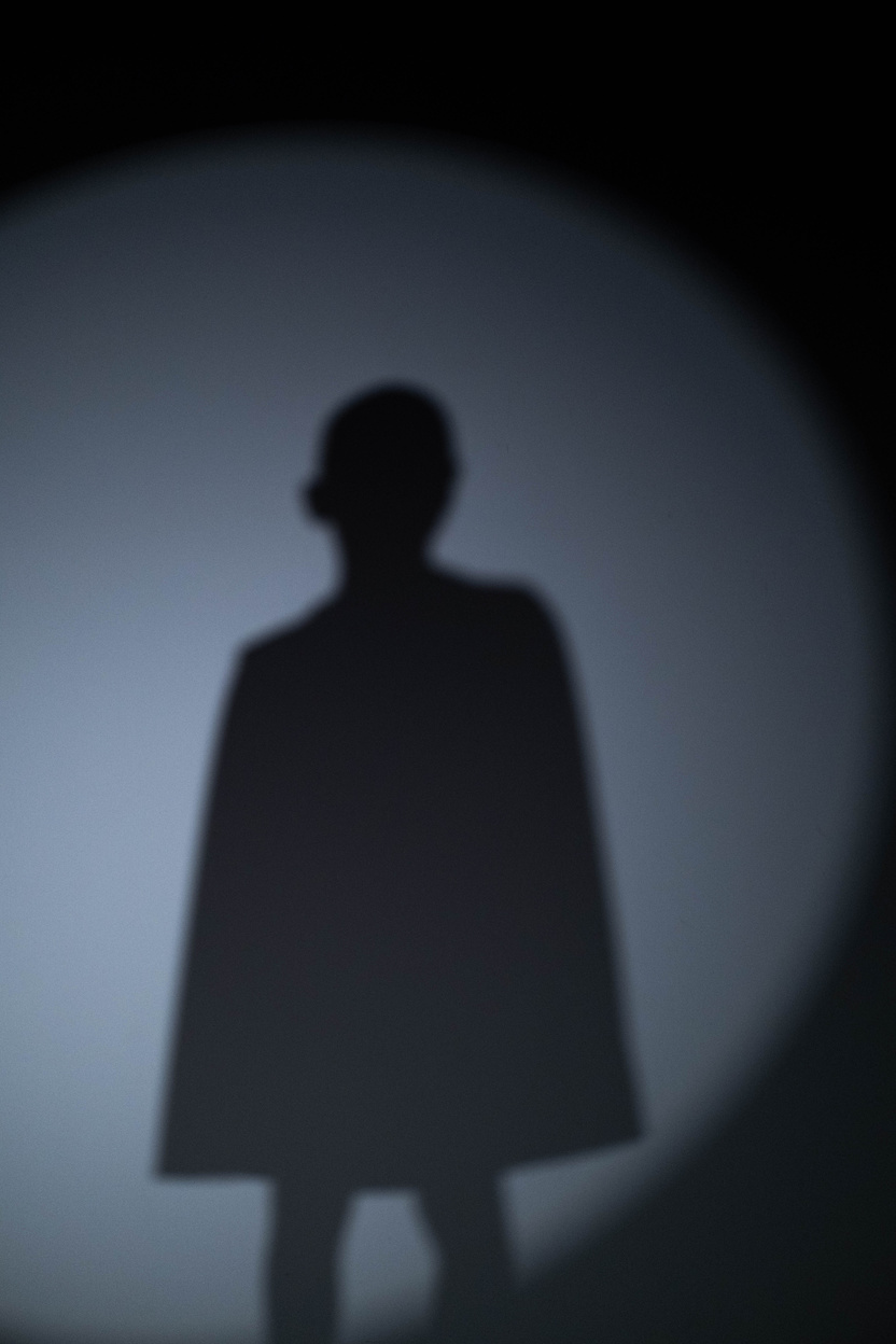 Silhouette of Man Standing on White Background